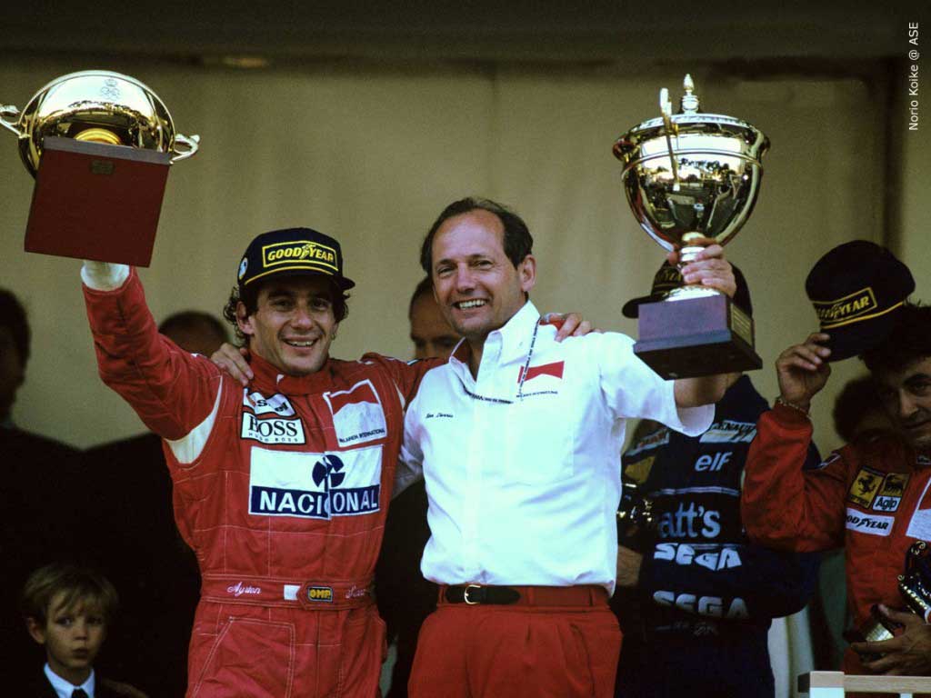 Ayrton Senna at top of the podium, Monaco 1992